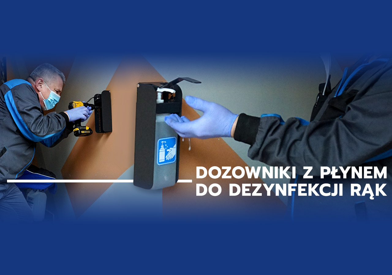 Dozowniki z płynem do dezynfekcji rąk w Głogowie